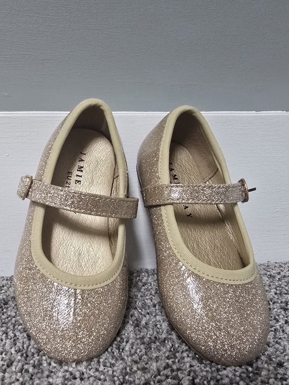 Jamie Kay Baby/Toddler US 5.5 Glitter Mary Jane Ballet Flats - Champagne
